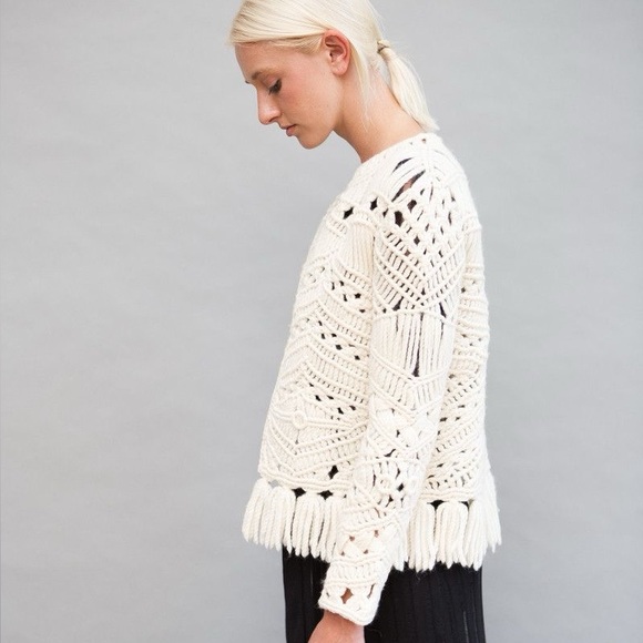 Anthropologie Cream Crochet Cardigan Sweater - Picture 3 of 15
